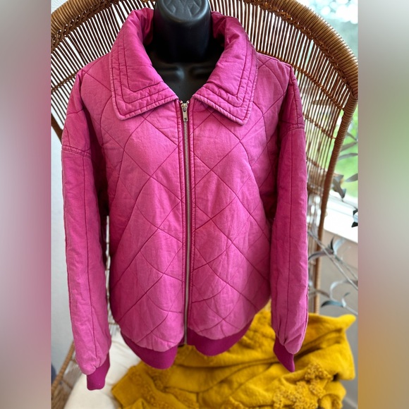 NWT Wild Fable Pink Bomber Size Large Quilted Full Zip - Picture 5 of 14
